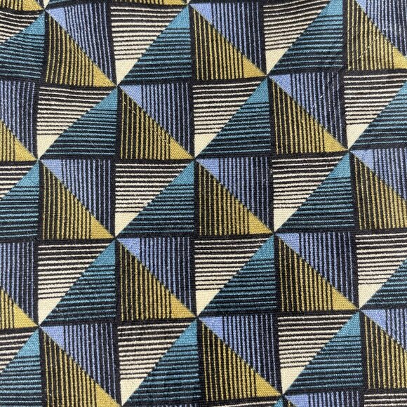 Jhane Barnes Geometric Silk Tie Blue & Gold Made in Japan - Picture 4 of 11